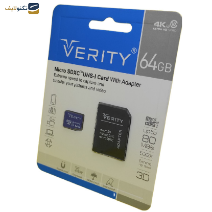 کارت حافظه microSDHC وریتی مدل Final 600X کلاس 10 استاندارد UHS-I U3 سرعت 80MBps ظرفیت 64 گیگابایت به همراه آداپتور SD - 